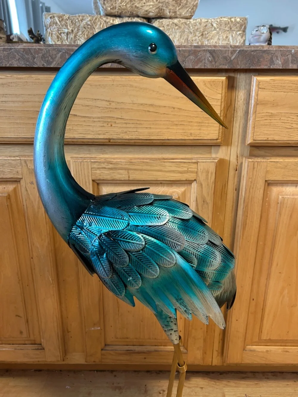 Evergreen Handcrafted Blue Heron Metal Statue-Life Size